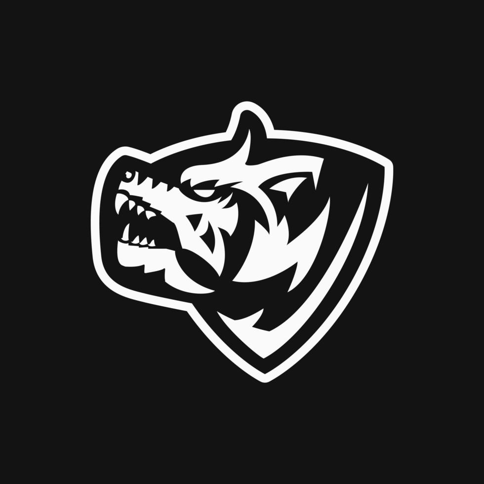 angry wolf head logo concept. creative, animal, flat, monogram and modern style. suitable for logo, icon, symbol and sign. such as e sports, sports, strong logo and t shirt design vector