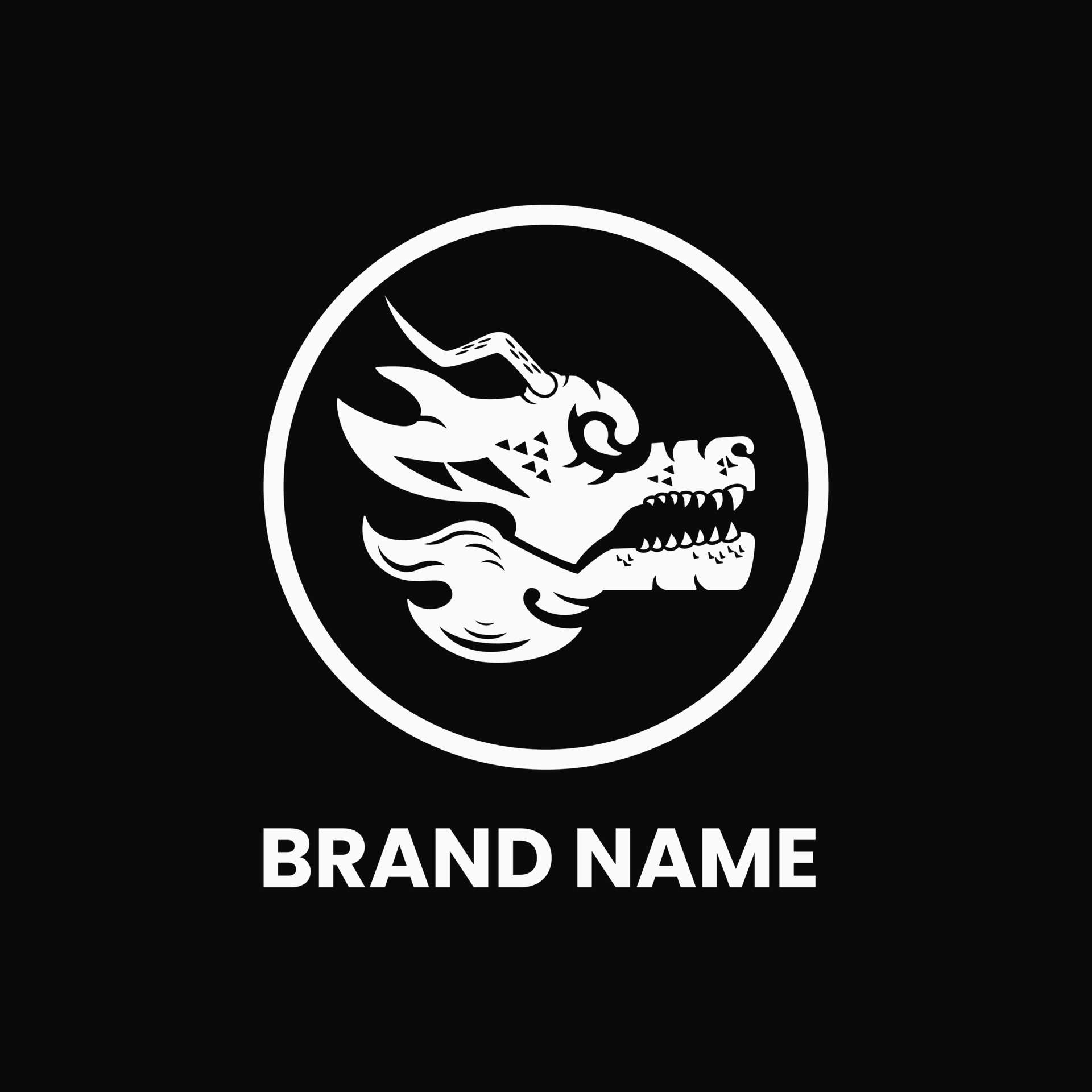dragon head in circle logo concept. creative, animal, flat, monogram,  modern and line style. suitable for logo, icon, symbol and sign. such as e  sports, sports logo and t shirt design 8151926