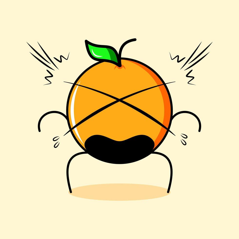 lindo personaje naranja con expresión sorprendida y boca abierta. adecuado para emoticonos, logotipos, mascotas o pegatinas vector