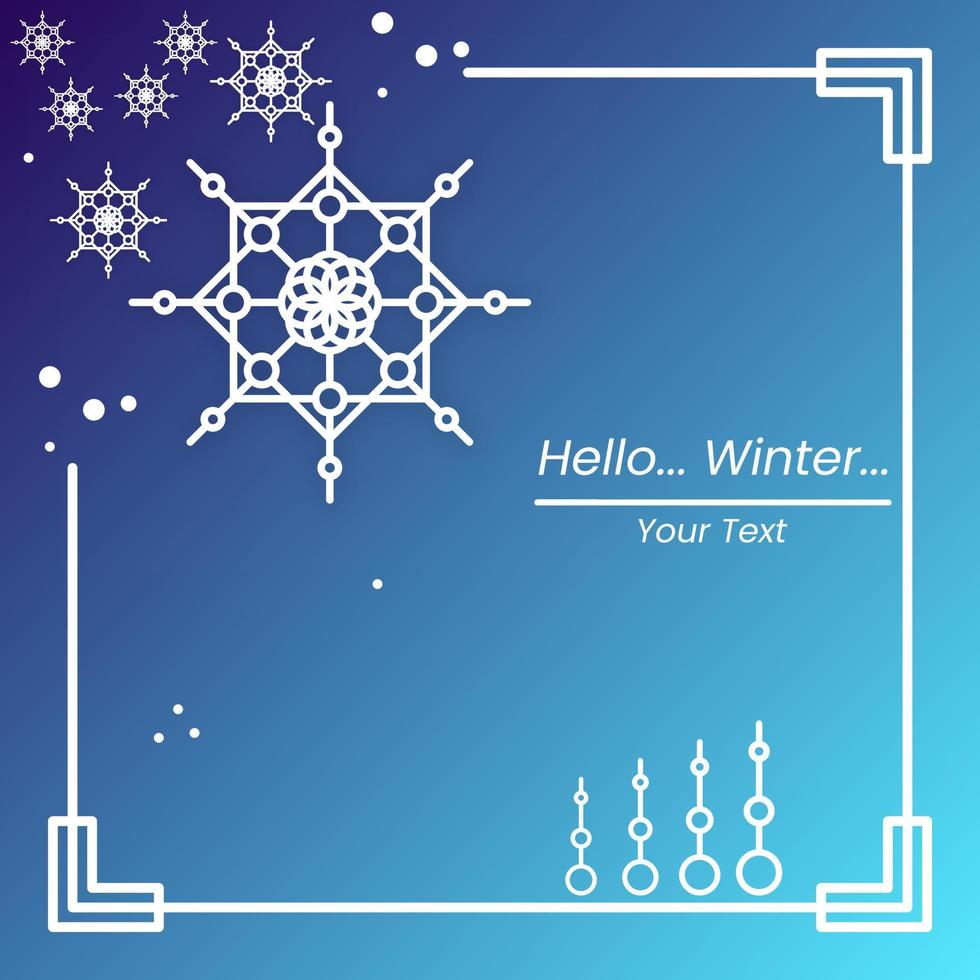 fondo de invierno con marco y copos de nieve. adecuado para tarjeta de felicitación vector
