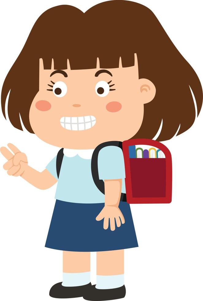 ilustración de niña con vector de mochila escolar