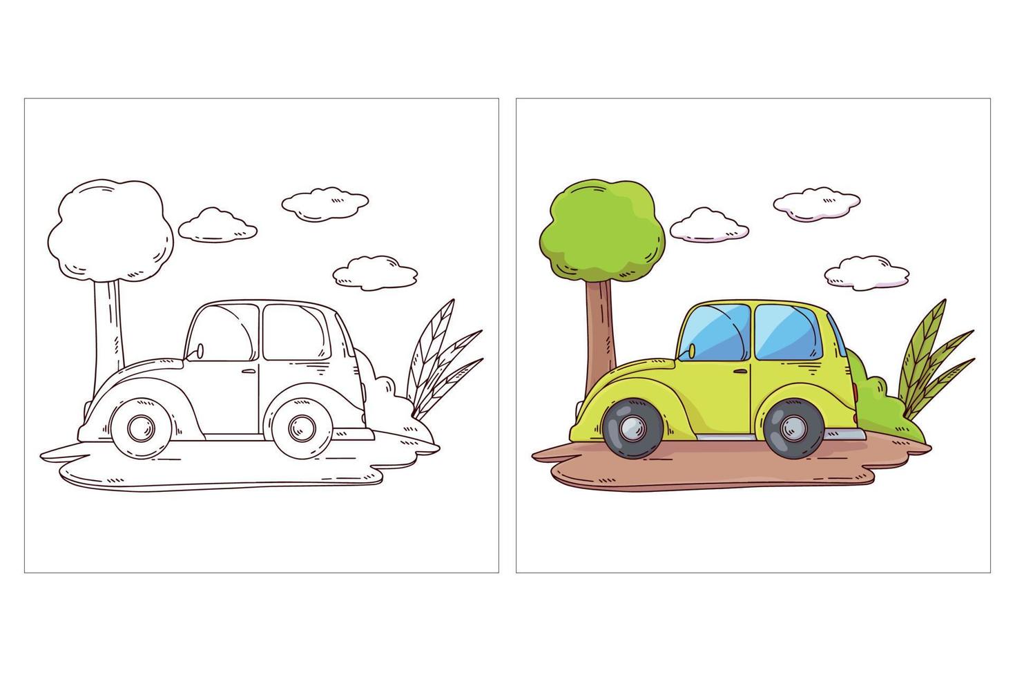 Hand drawn cute Transportation Vehicle for coloring page Car vector