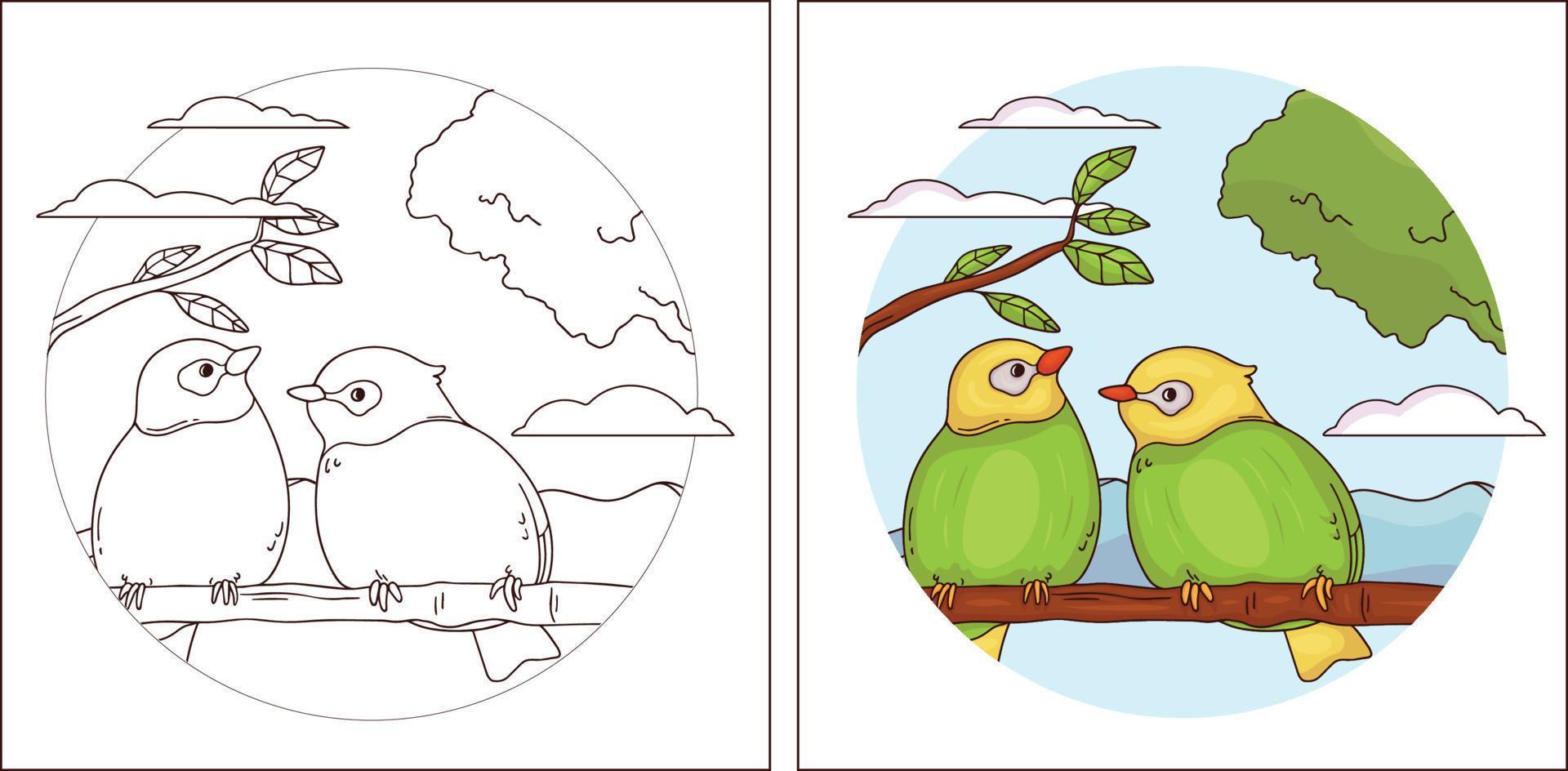 pájaro lindo dibujado a mano para colorear página 1 vector