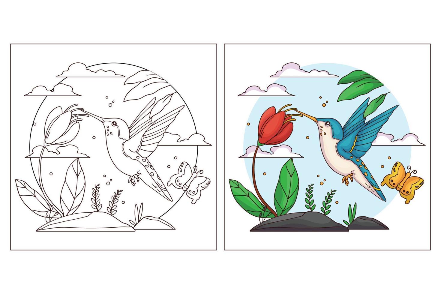 Hand drawn cute bird for coloring page 6 vector