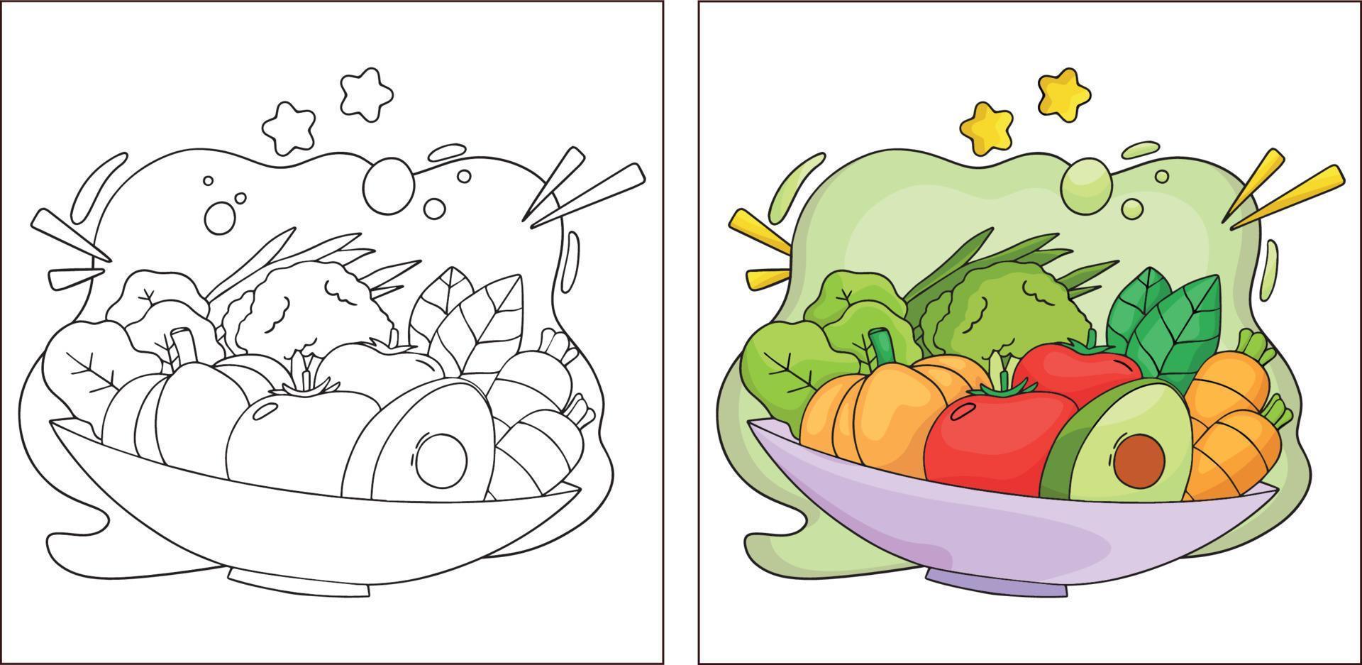 Hand drawn cute vegetables coloring page 5 vector