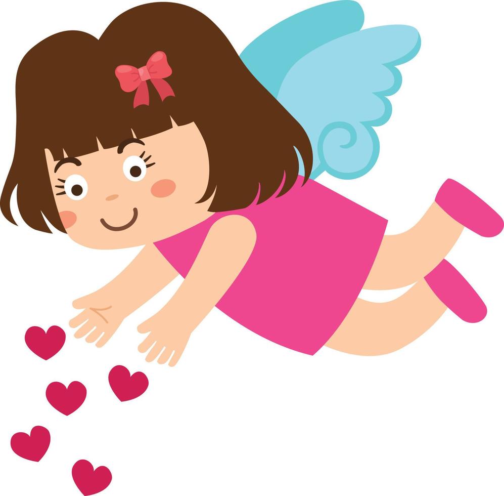 cartoon character cupid girl illustration on white background vector