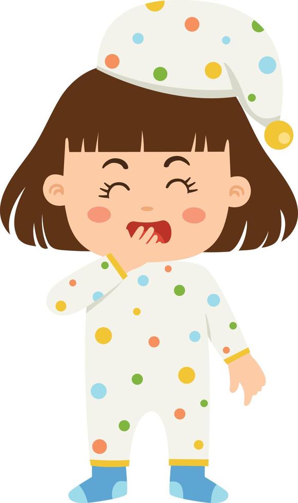 sleepy girl yawning vector illustration