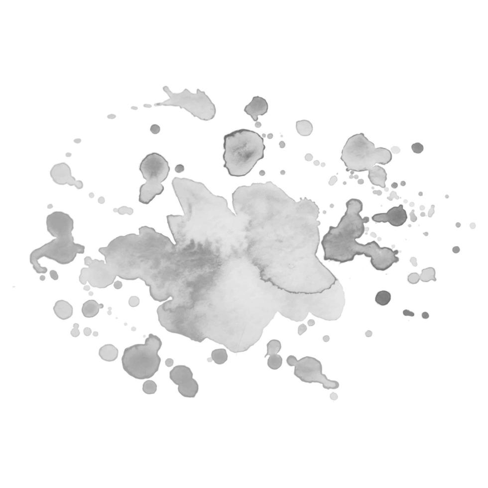 Abstract isolated grayscale vector watercolor stain. Grunge element for paper design