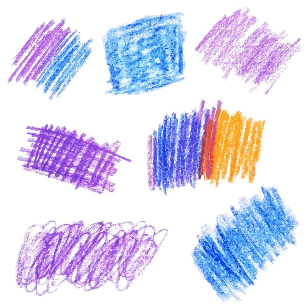 fondos cuadrados coloridos por juego de crayones. estilo de garabatos de niños dibujados a mano. ilustración vectorial vector