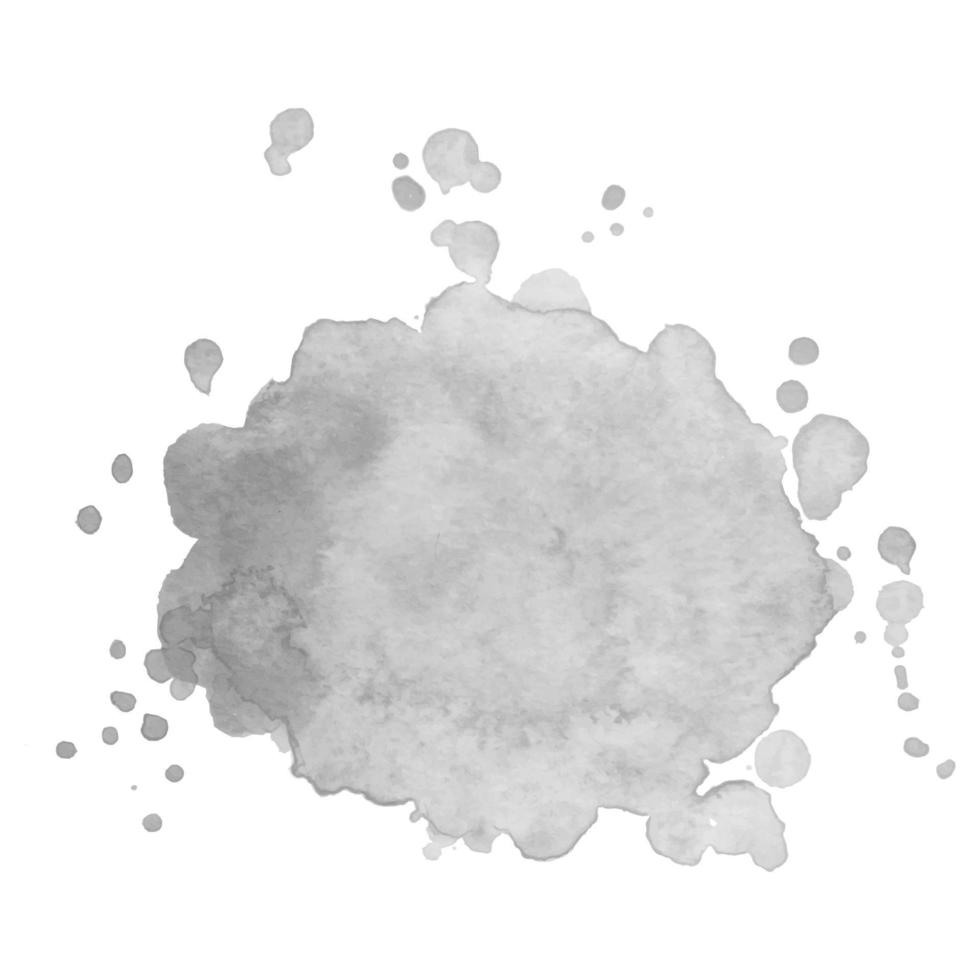 Abstract isolated grayscale vector watercolor stain. Grunge element for paper design