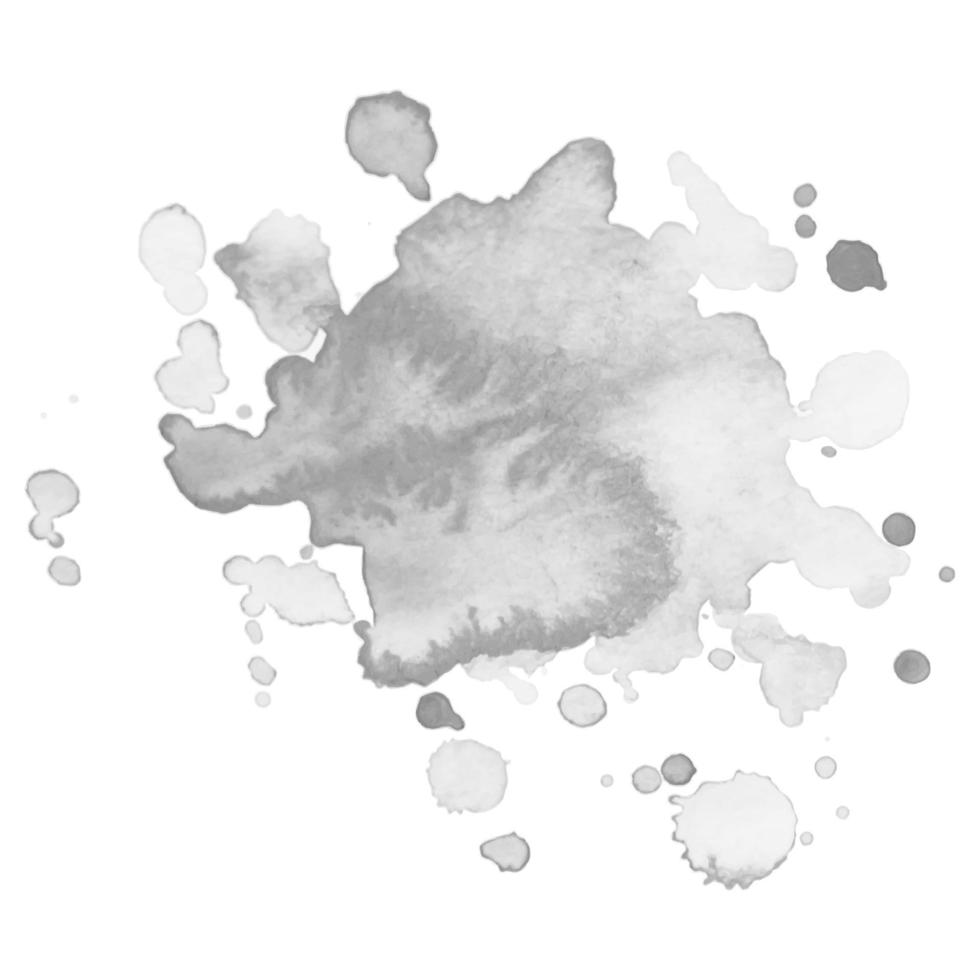 Abstract isolated grayscale vector watercolor stain. Grunge element for paper design