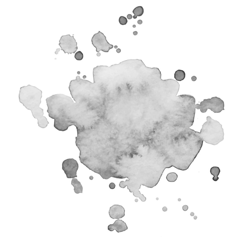 Abstract isolated grayscale vector watercolor stain. Grunge element for paper design