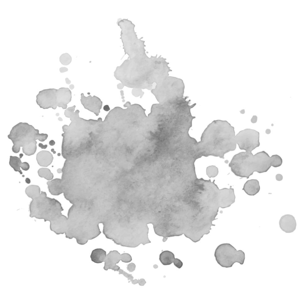 Abstract isolated grayscale vector watercolor stain. Grunge element for paper design