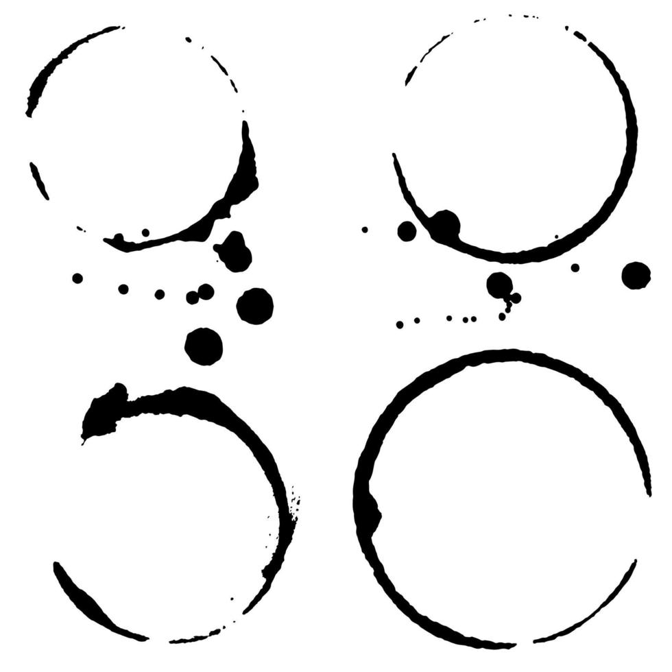 Set of grunge vector cup stains marks. Ink, wine, water, paint or other liquid cup stains.