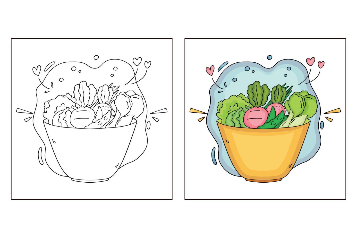 lindos vegetales dibujados a mano para colorear pagina 4 vector