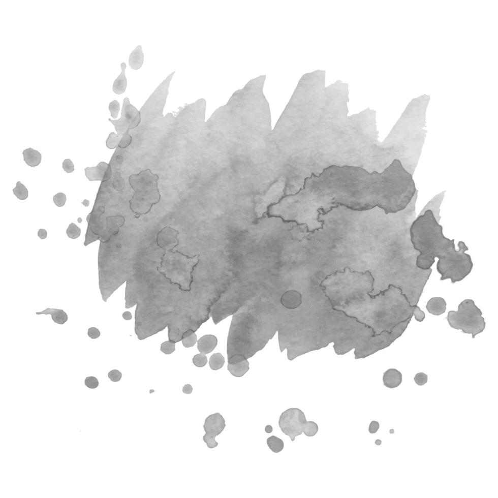 Abstract isolated grayscale vector watercolor stain. Grunge element for paper design