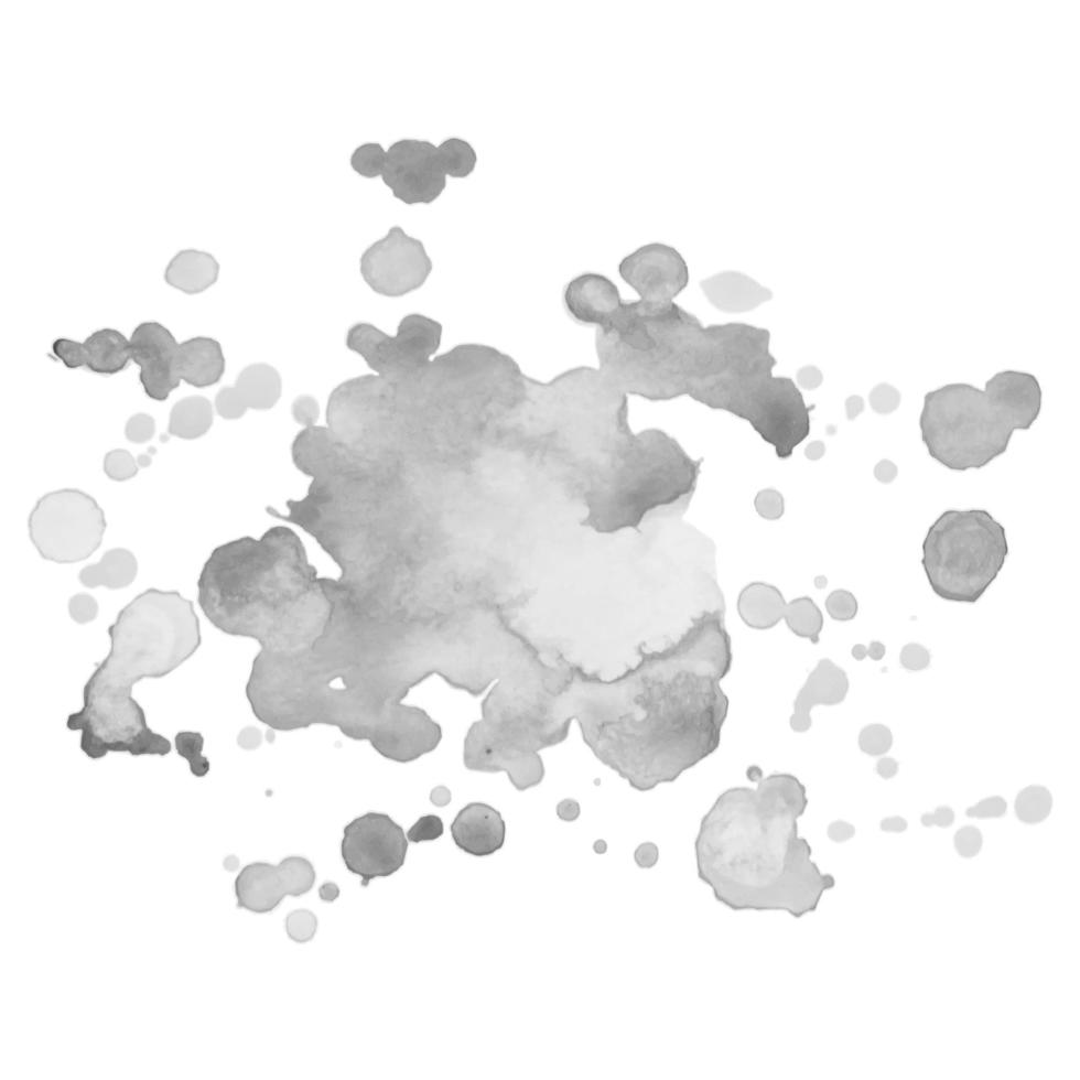 Abstract isolated grayscale vector watercolor stain. Grunge element for paper design