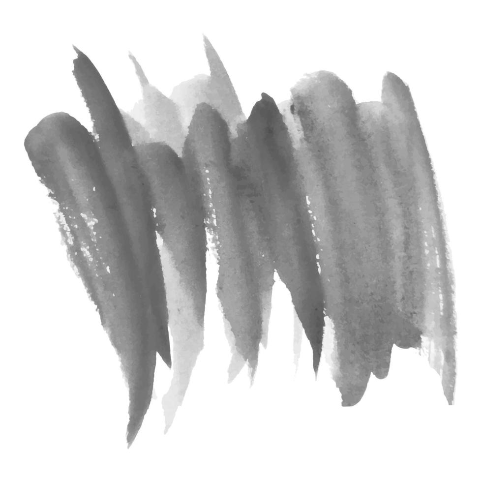 Isolated watercolor grayscale brush stroke. Vector illustration. Grunge texture for cards and flyers design.