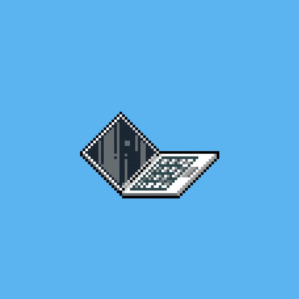 Pixel art laptop computer icon illustration vector