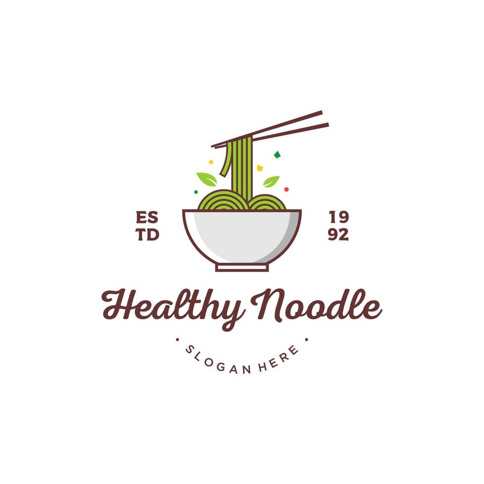 Ilustración de vector de diseño de logotipo de fideos saludables