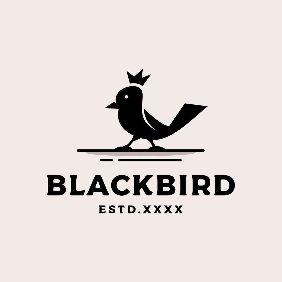 Black bird crown logo design vector illustration