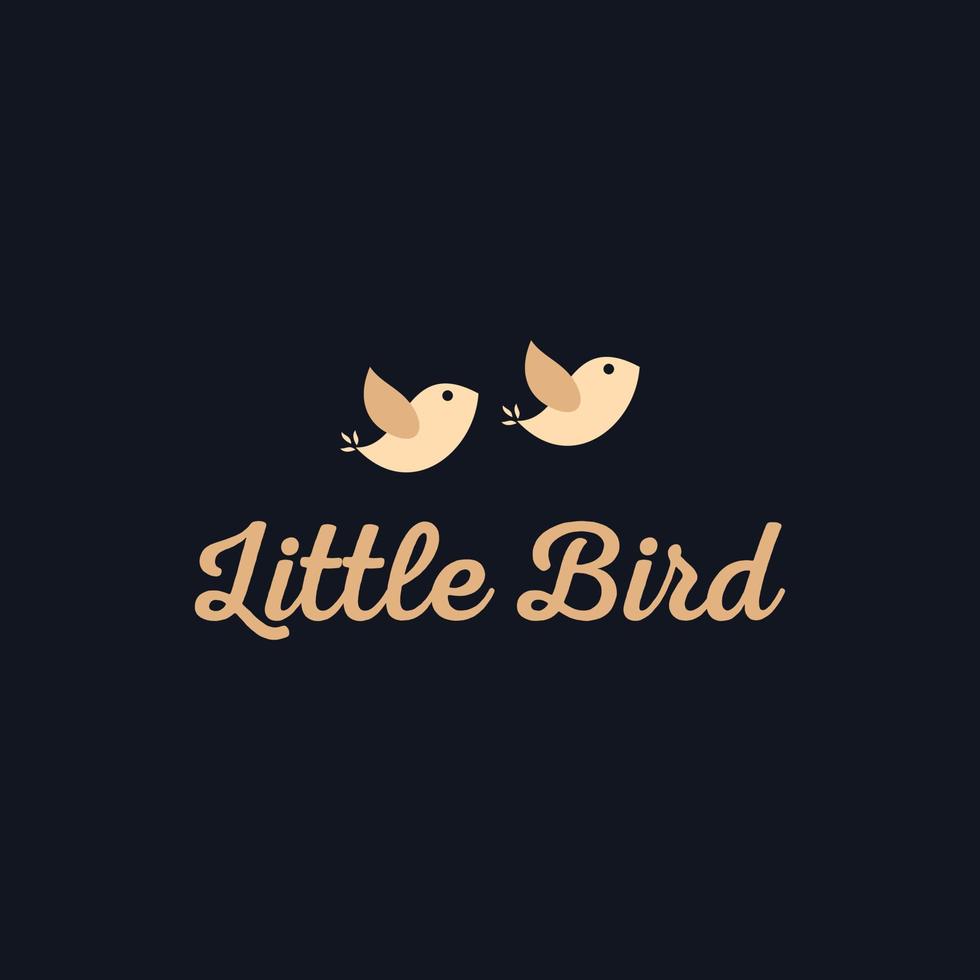 Ilustración de vector de diseño de logotipo de pájaro pequeño lindo
