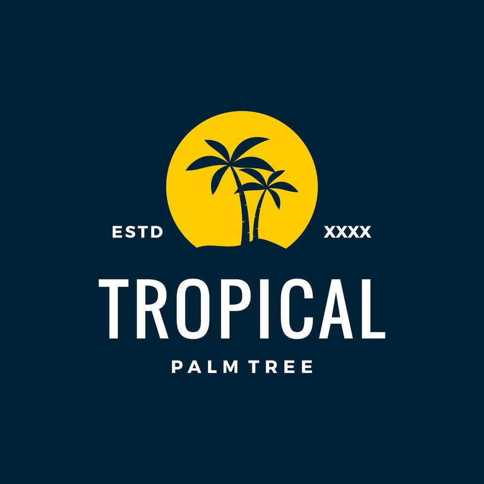 Ilustración de vector de diseño de logotipo tropical de palmera