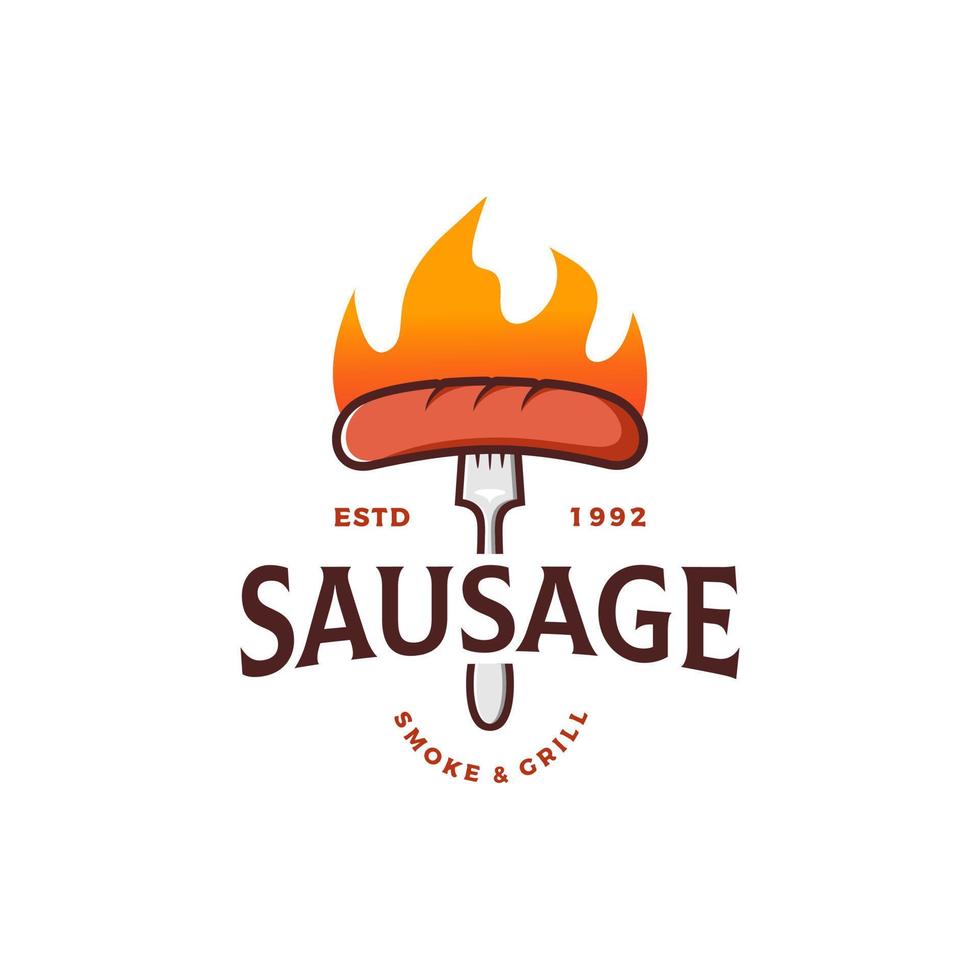 Hot sausage logo design vector illustration