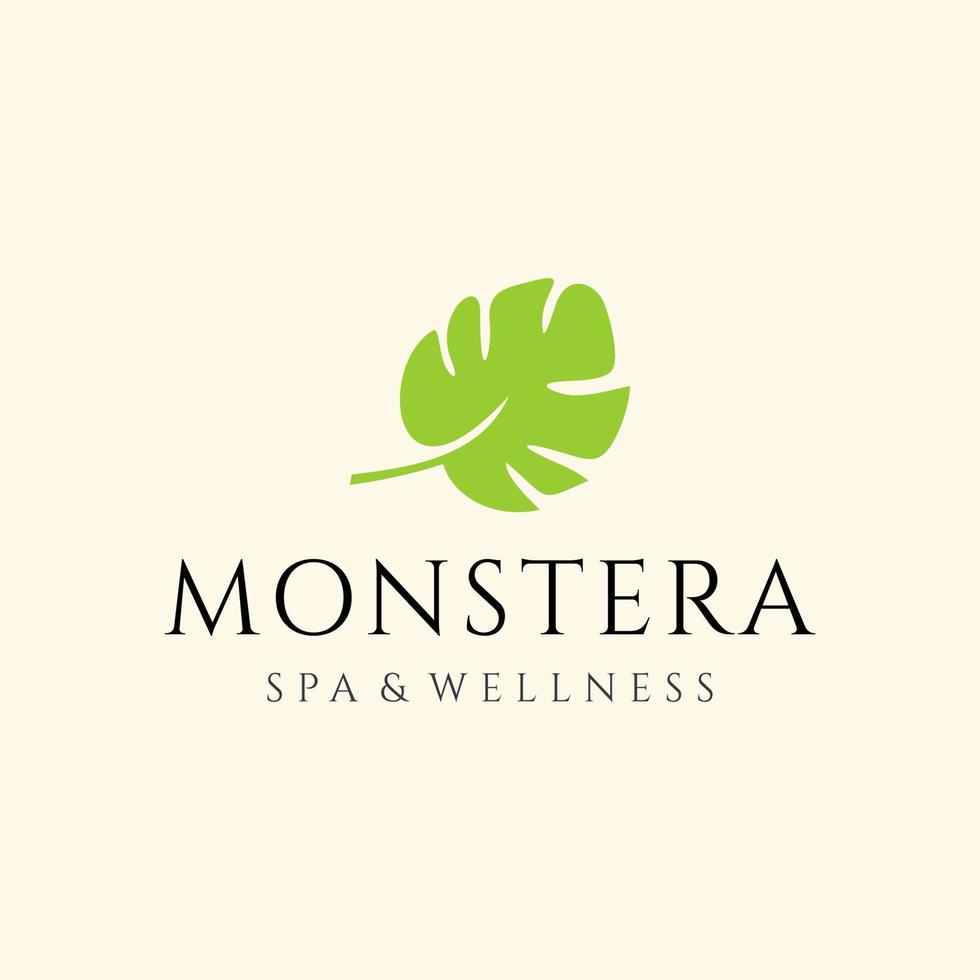 Monstera leaf beauty logo design vector illustration