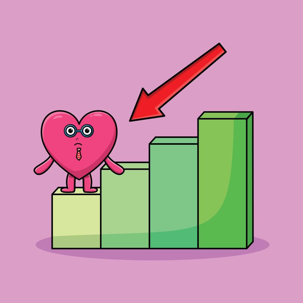 Lovely heart cute businessman with inflation chart vector