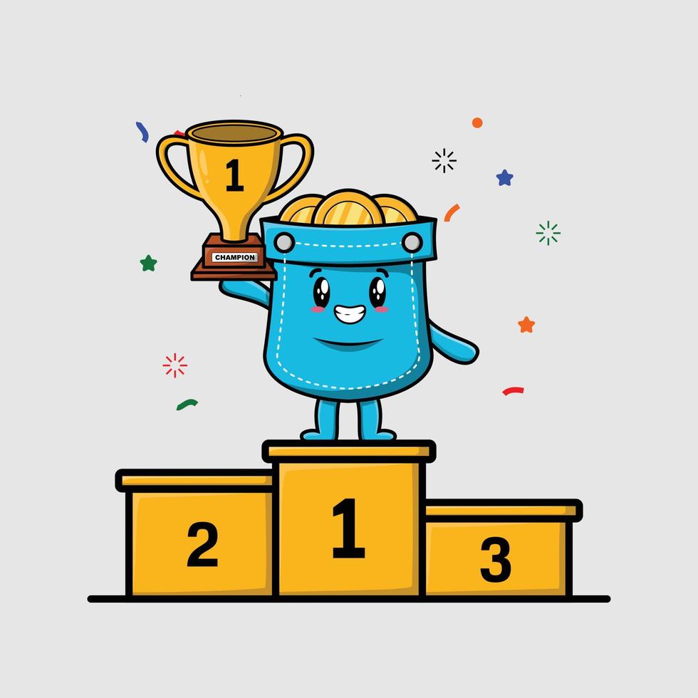 Cute cartoon pocket as the first winner vector