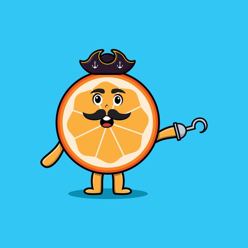 personaje de mascota de dibujos animados lindo pirata naranja vector