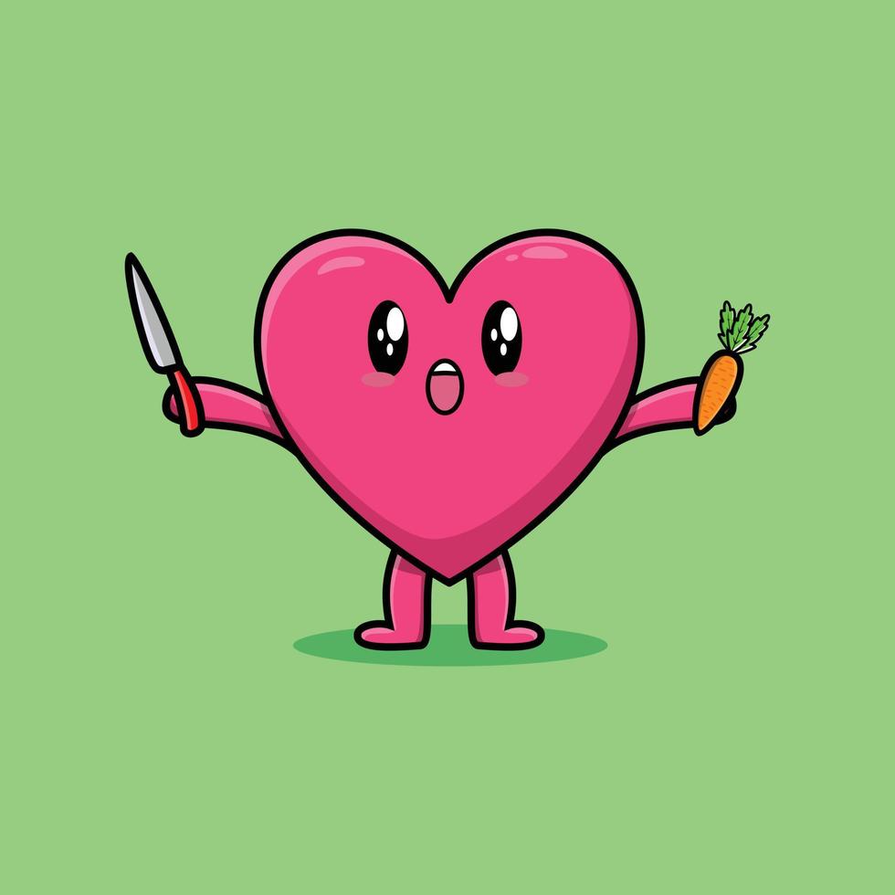 lindo personaje de corazón encantador de dibujos animados con expresión feliz en un diseño de estilo moderno vector