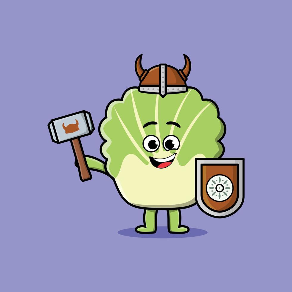 Cute cartoon Chinese cabbage viking pirate vector