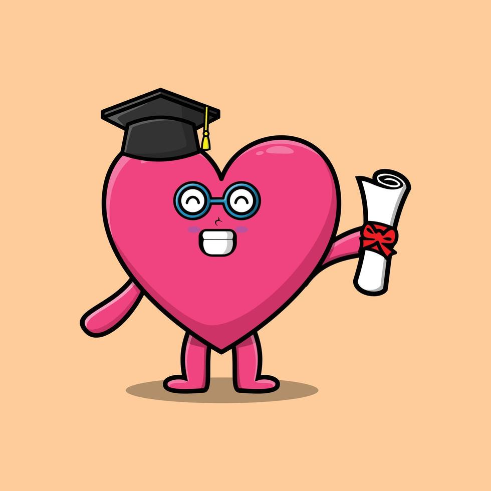 Cartoon lovely heart student on graduation day vector