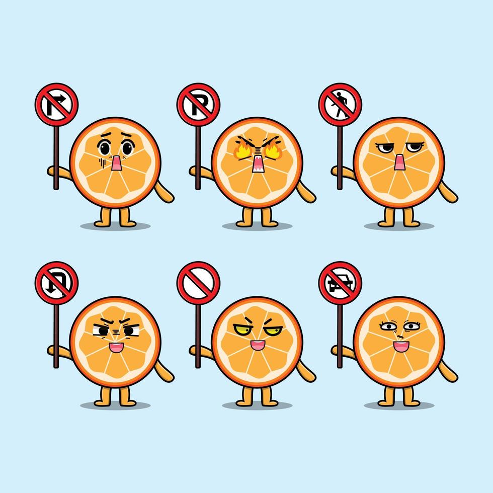 Cute cartoon orange fruit character with happy expression in modern style design vector