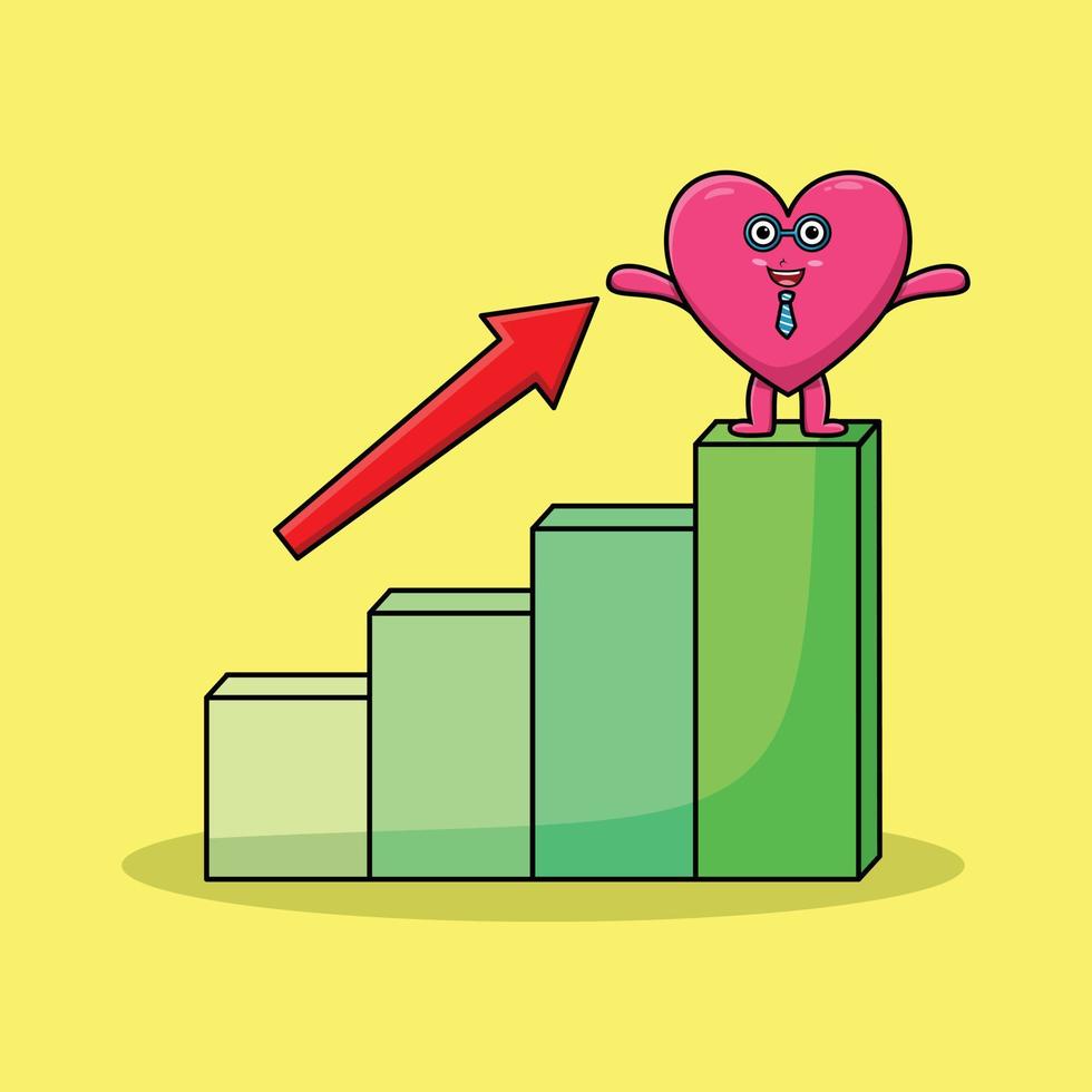 Lovely heart cute businessman with deflation chart vector