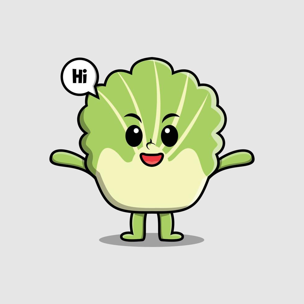 Cute cartoon chinese cabbage with happy expression vector