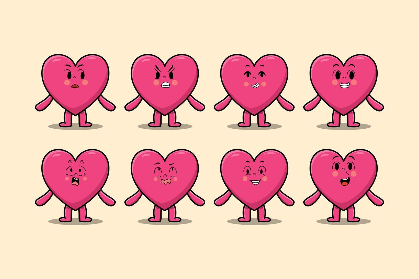 kawaii lovely heart cartoon different expression vector