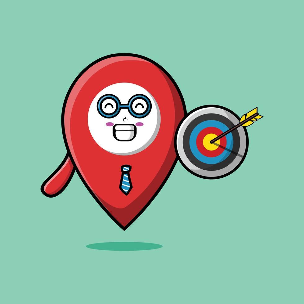 cartoon pin location businessman holding target vector