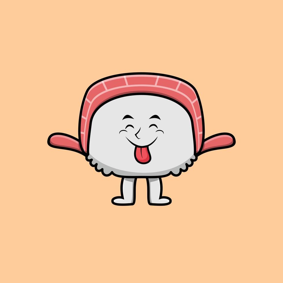 Cute cartoon sushi with flashy expression vector