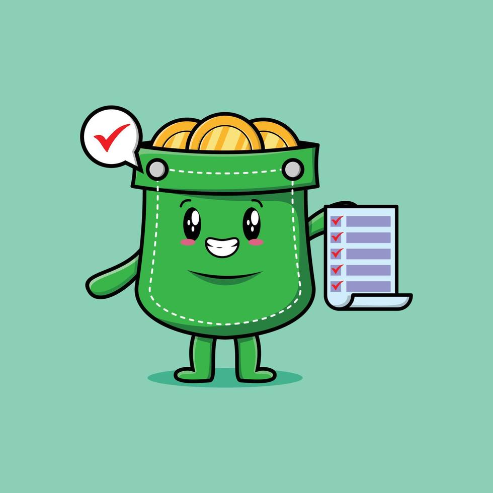 Cute cartoon pocket holding checklist note vector