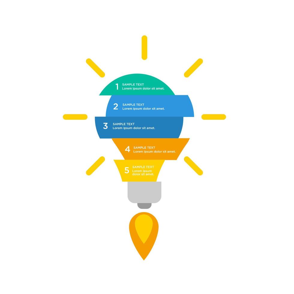 flat bulb light infographic vector template design