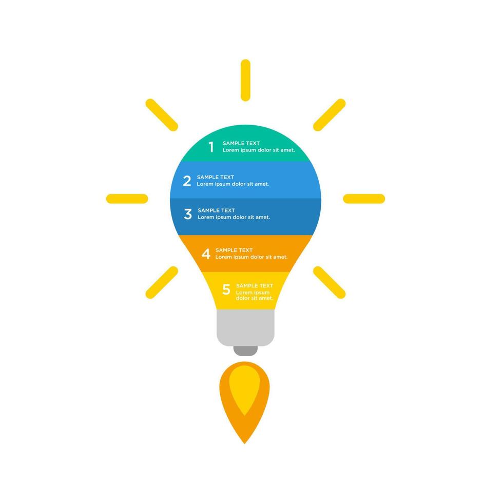 flat bulb light infographic vector template design