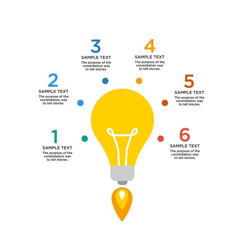 flat bulb light infographic vector template design