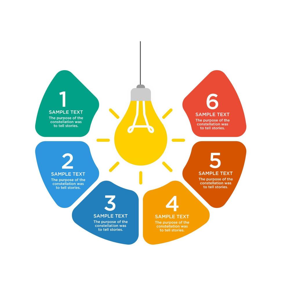 flat bulb light infographic vector template design