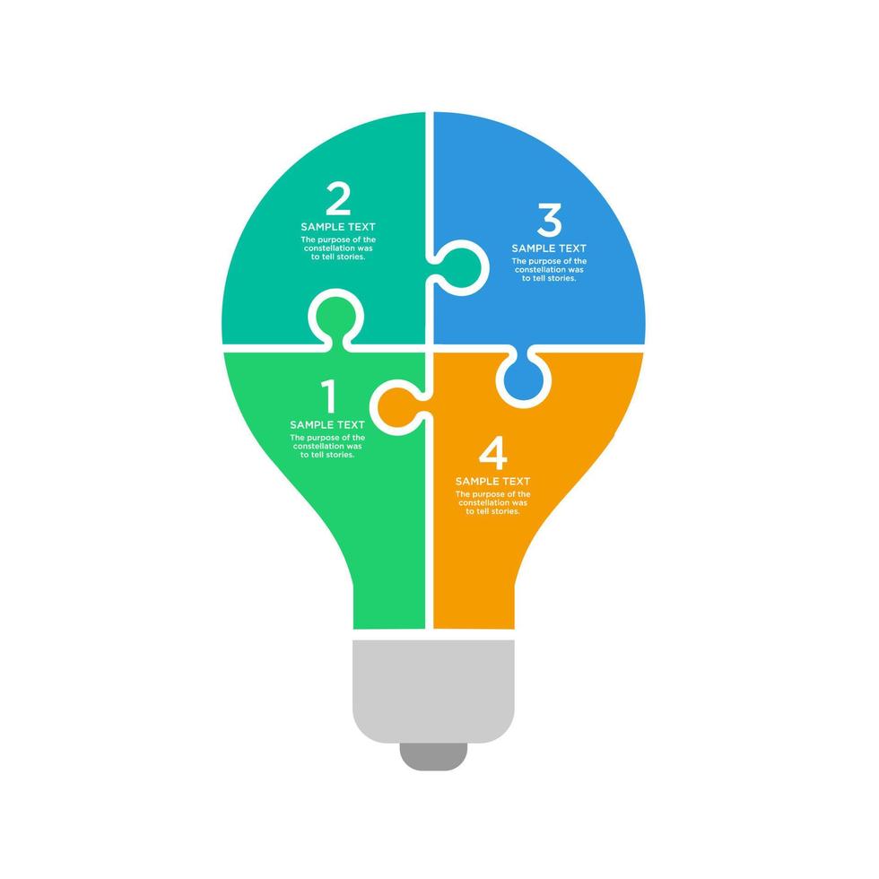 flat bulb light infographic vector template design