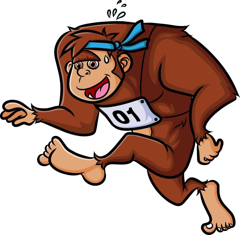 The athlete gorilla is running marathon in a competition vector