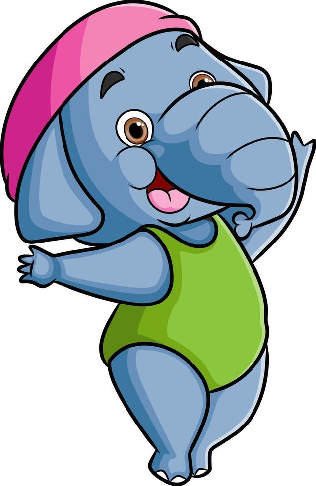 The cute elephant is ready to gymnastics with a suit vector