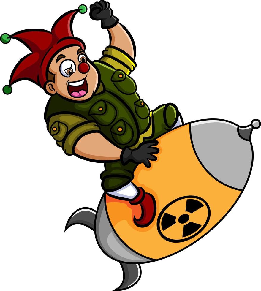 The soldier clown is flying with the rocket vector